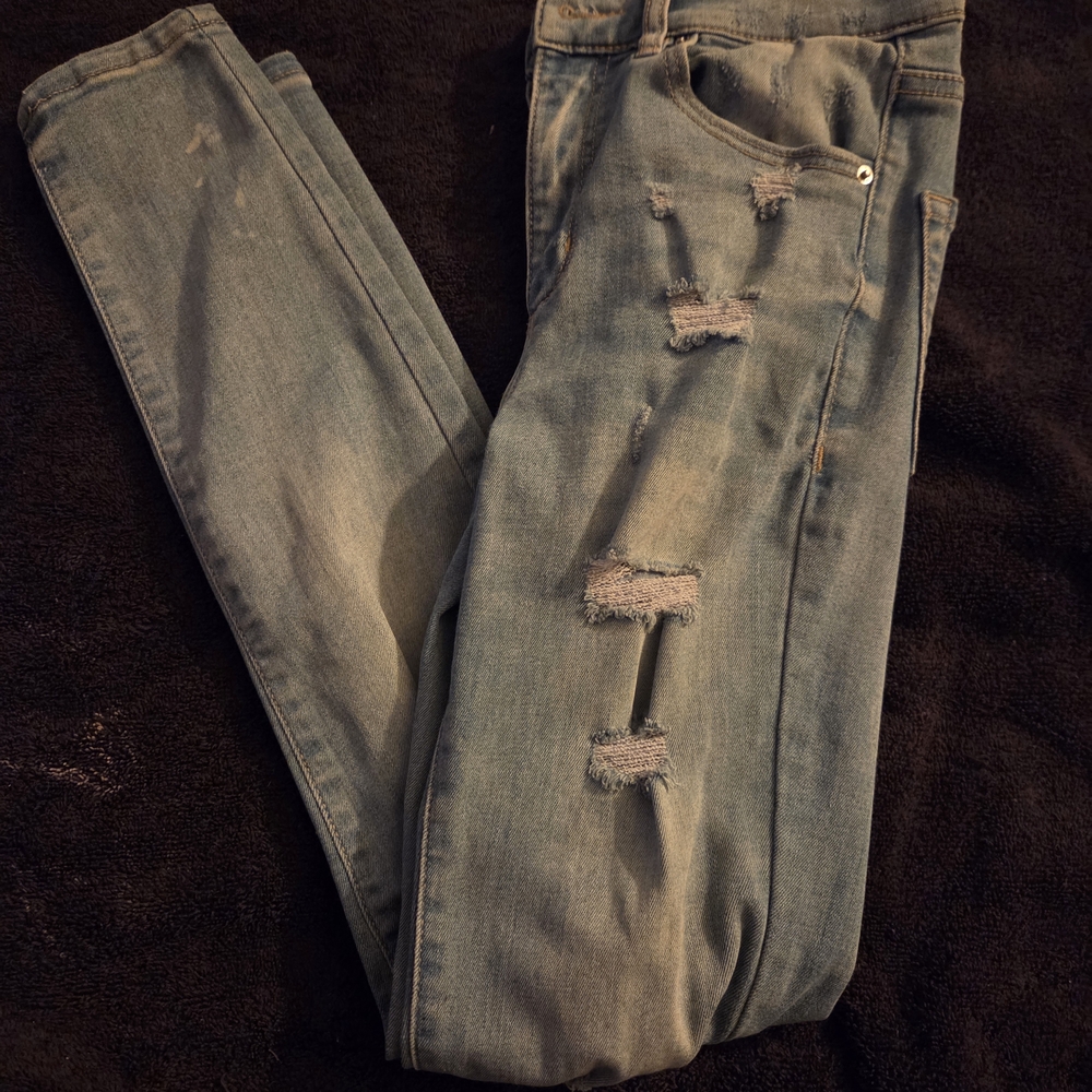 Garage Light Blue Distressed Skinny Jeans